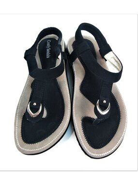 COMFORT Womens SANDALS SHOES Comfort Casual Flat Thong Black Size 5